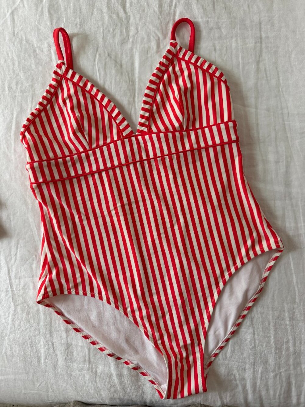 Boden Kasos Red & White Striped Swimsuit Size US 14